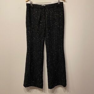 Shoshanna Black and Silver Lined Silk Blend Thick Dress Pants